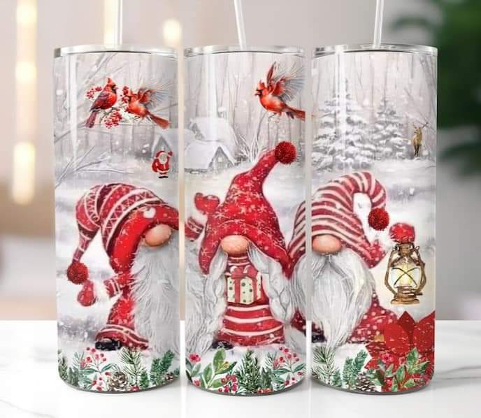 Christmas Gnome 20oz Skinny Tumbler