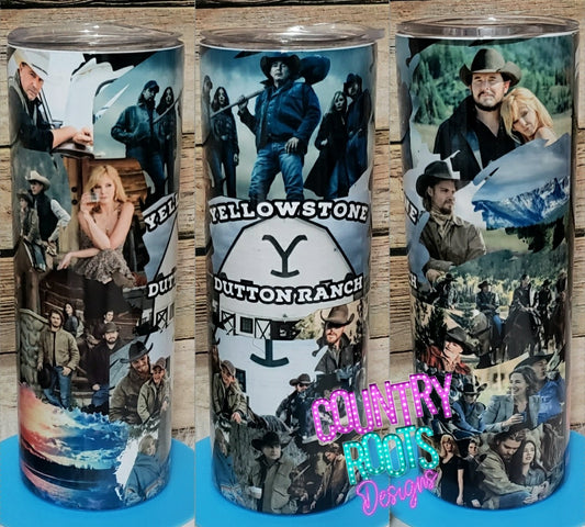 Yellowstone Collage 20oz Skinny Tumbler