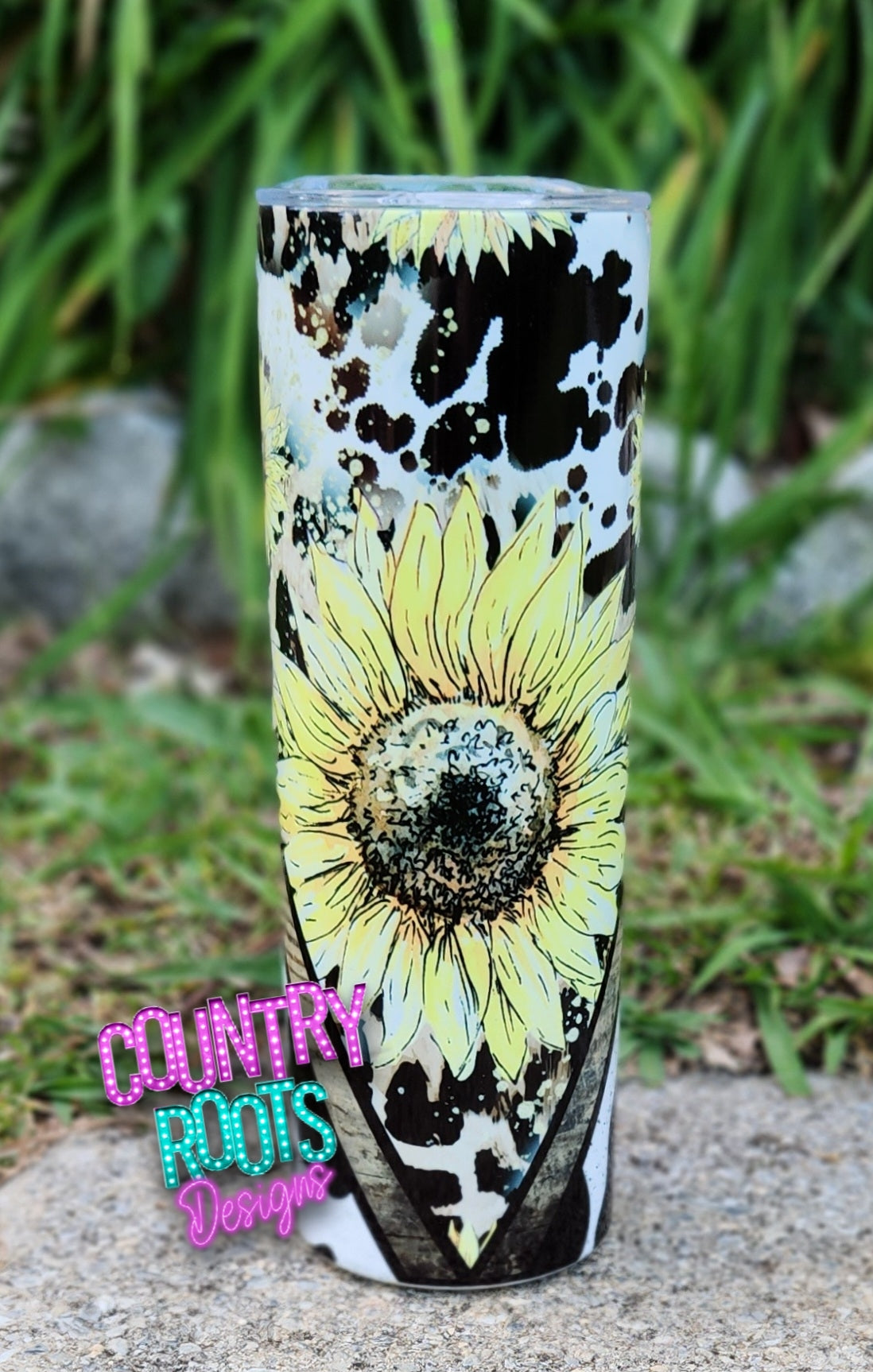 Cow Print Sunflower 20oz Skinny Tumbler