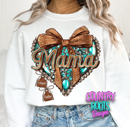 Mama Teal/Brown Heart-Custom