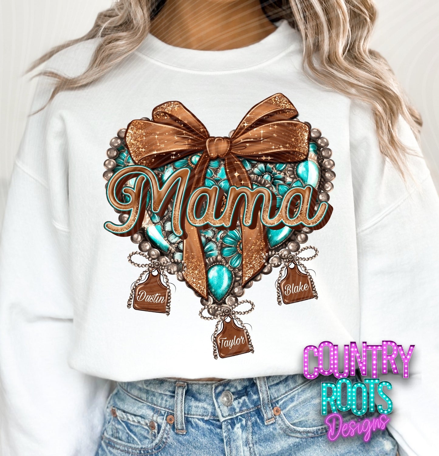 Mama Teal/Brown Heart-Custom