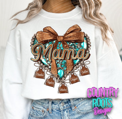 Mama Teal/Brown Heart-Custom