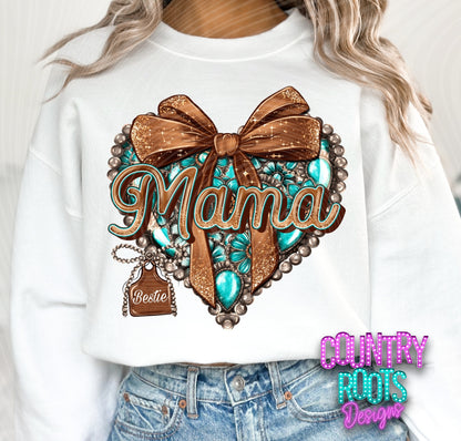 Mama Teal/Brown Heart-Custom