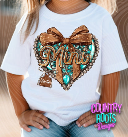 Mini Teal/Brown Heart- Custom Tee