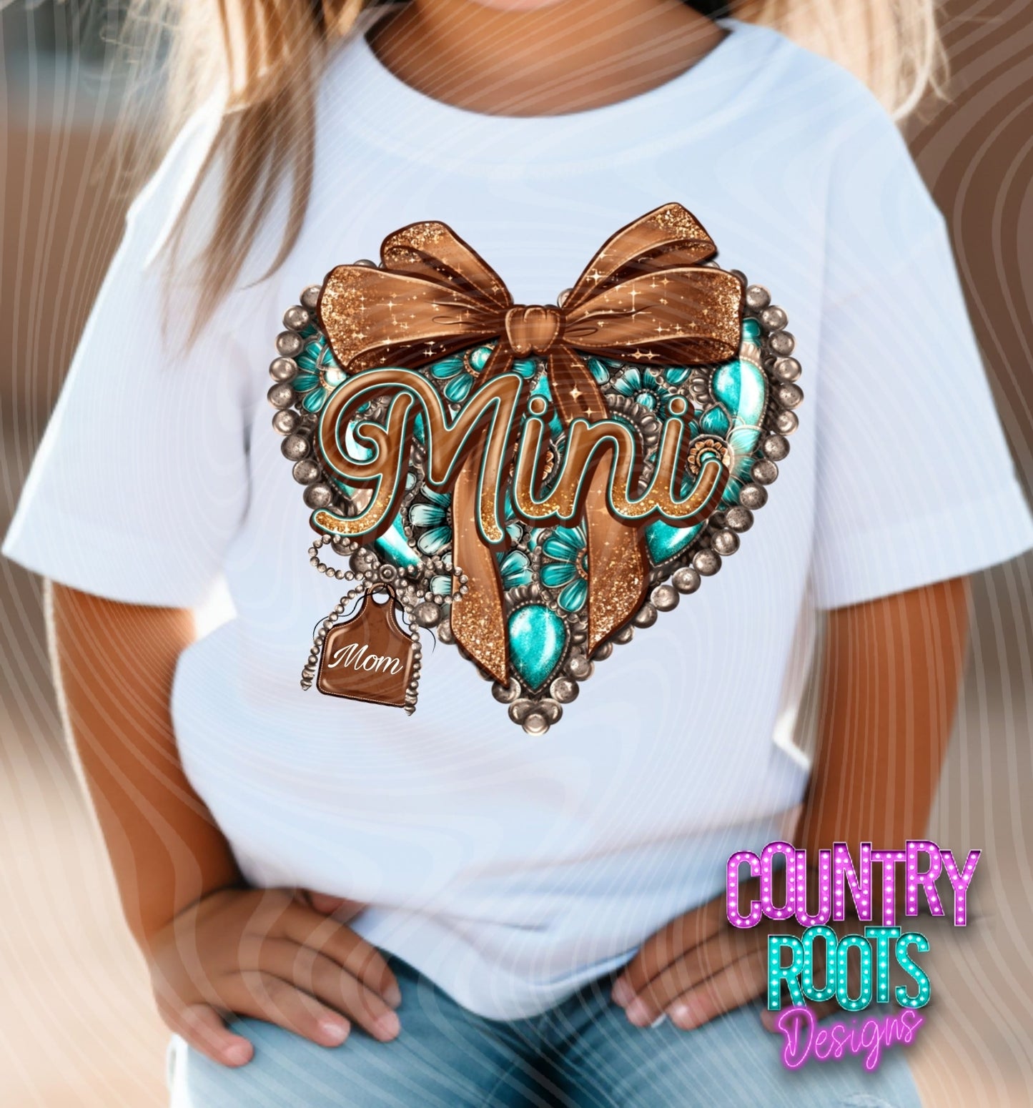 Mini Teal/Brown Heart- Custom Tee