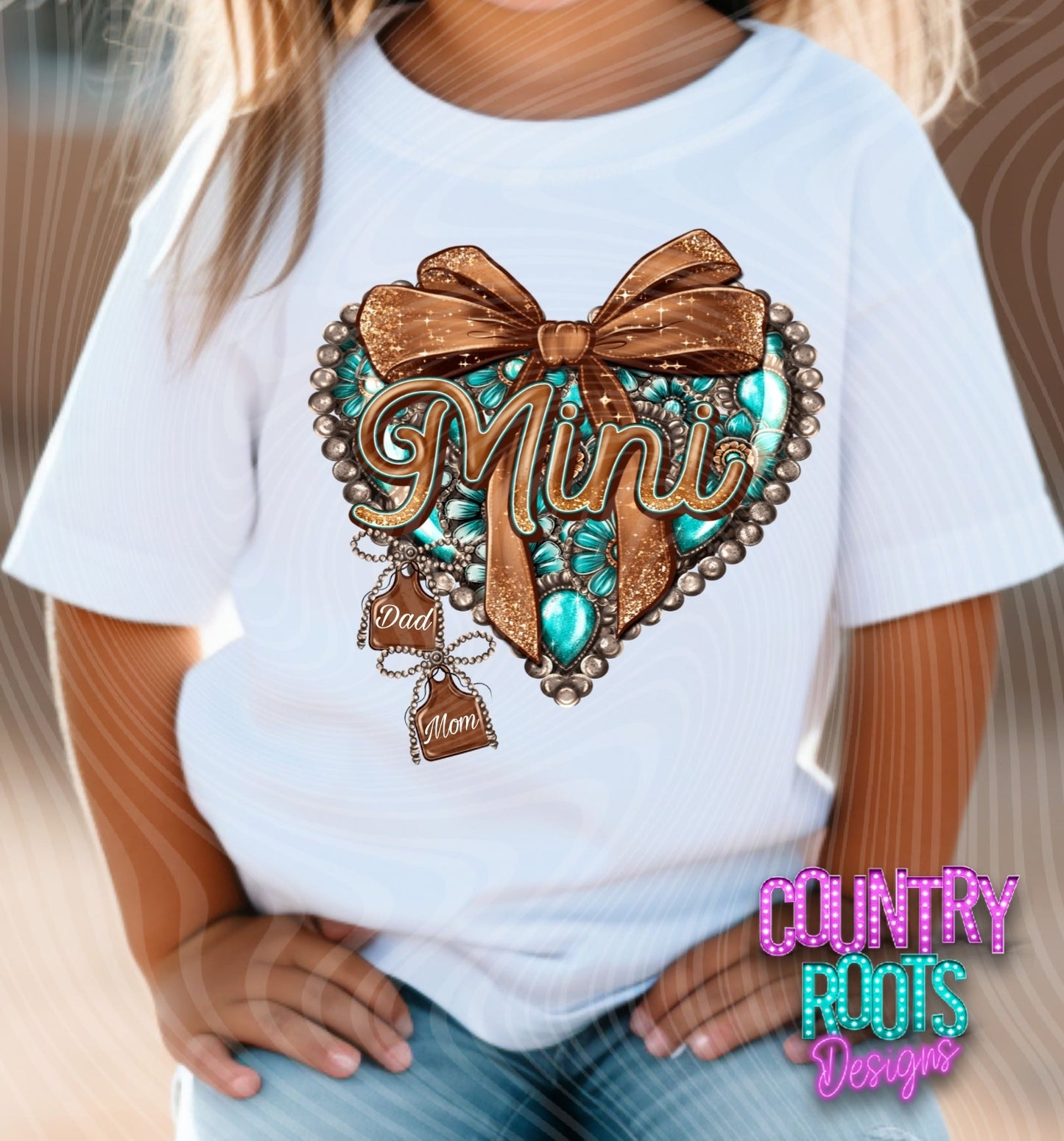 Mini Teal/Brown Heart- Custom Tee