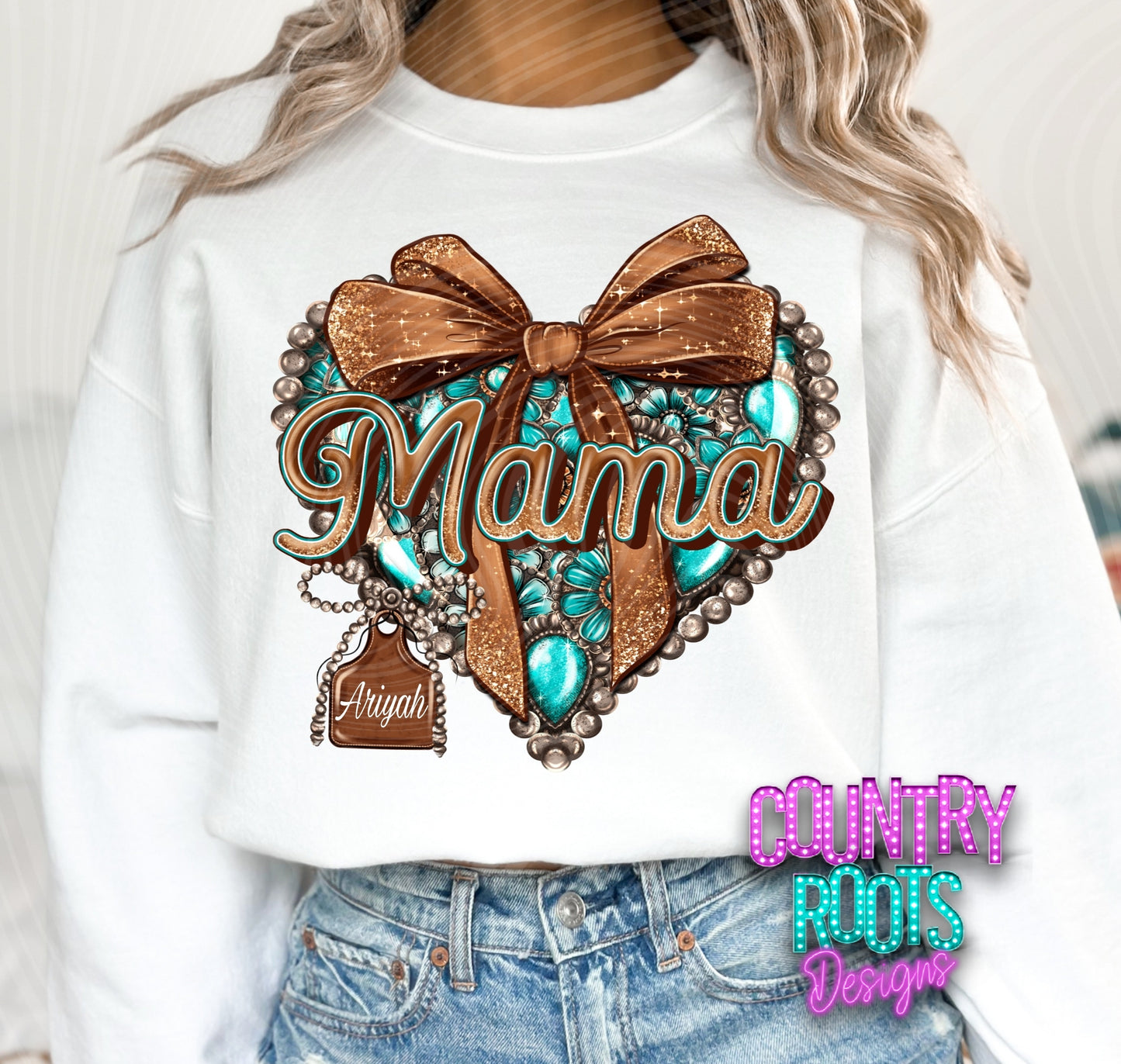 Mama Teal/Brown Heart-Custom