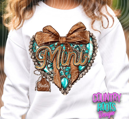 Mini Teal/Brown Heart- Custom