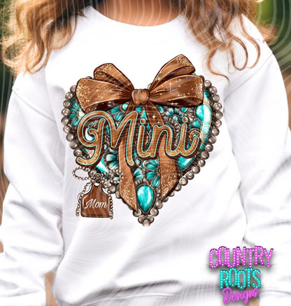 Mini Teal/Brown Heart- Custom