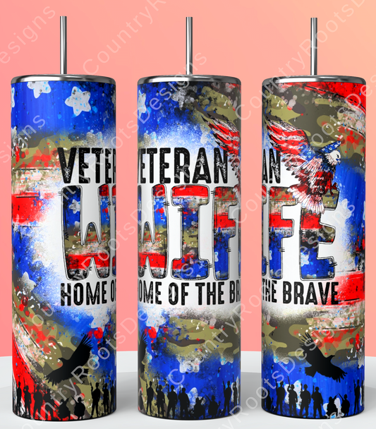 Veteran Wife 20oz Skinny Tumbler