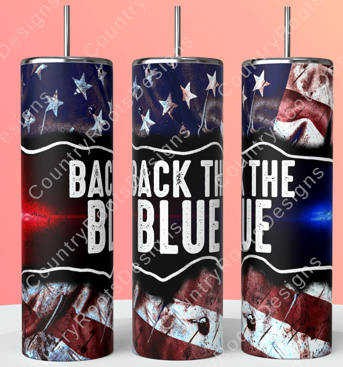 Back The Blue 20oz Skinny Tumbler