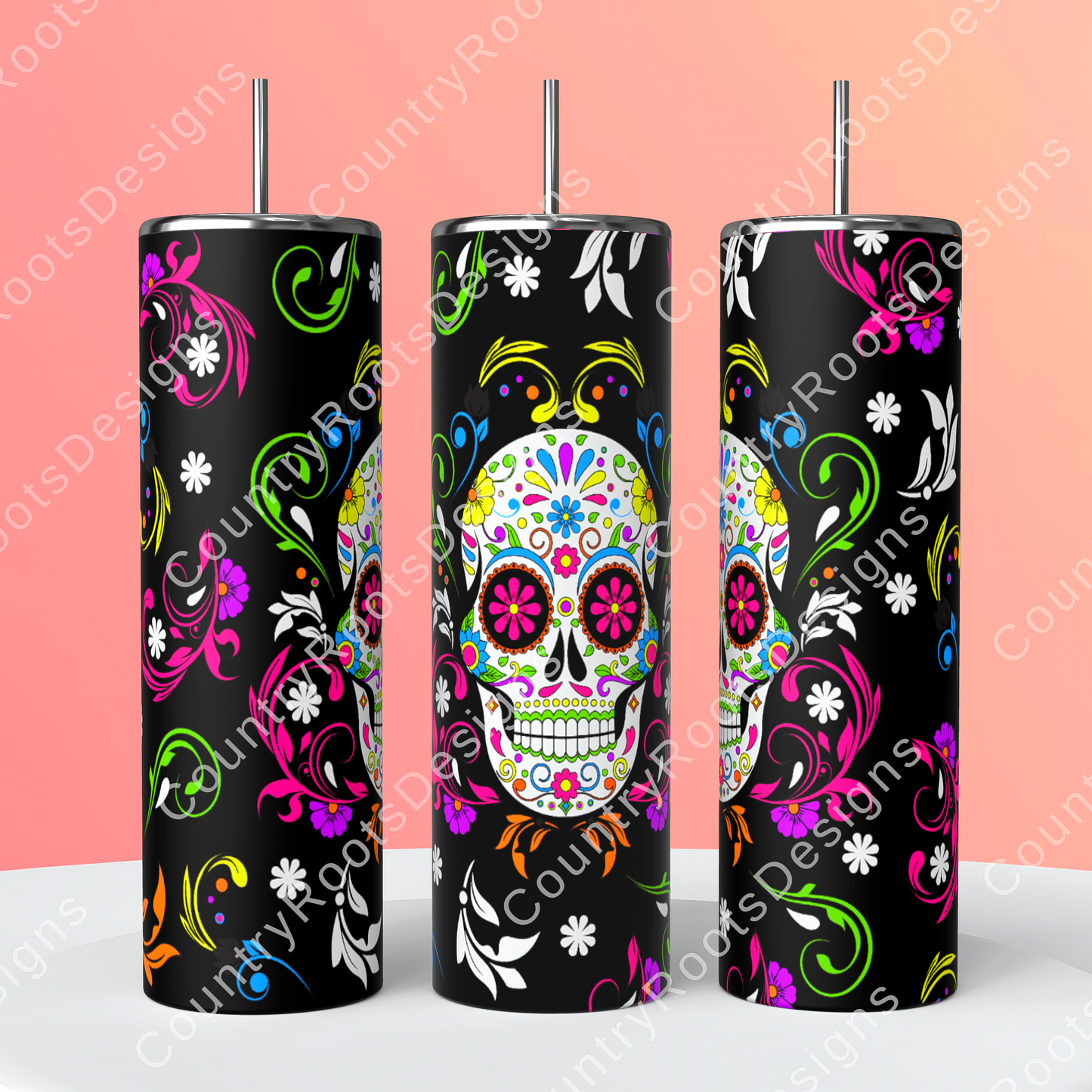 Sugar Skull 20oz Skinny Tumbler