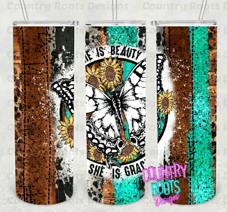 She Is Beauty She Is Grace 20oz Skinny Tumbler