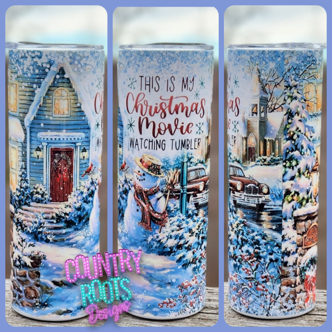 Christmas Movie Watching Tumbler 20oz Skinny Tumbler