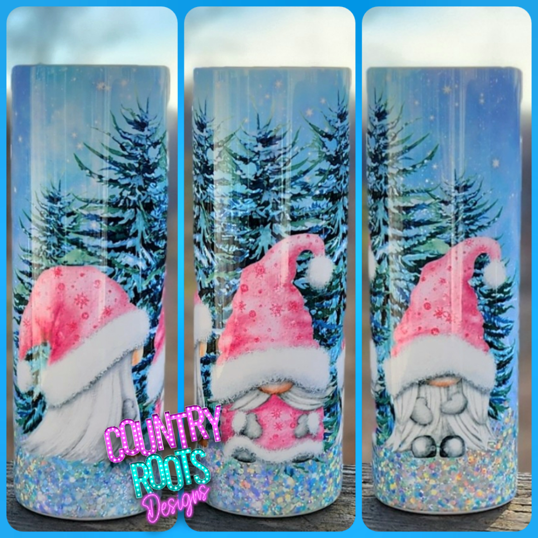 Pink Christmas Gnomes 20oz Skinny Tumbler