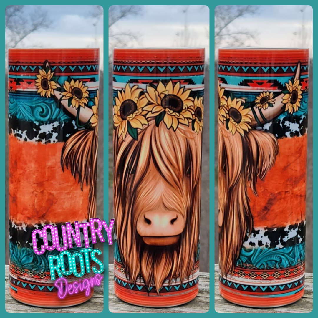 RTS Highland Cow 20oz Skinny Tumbler