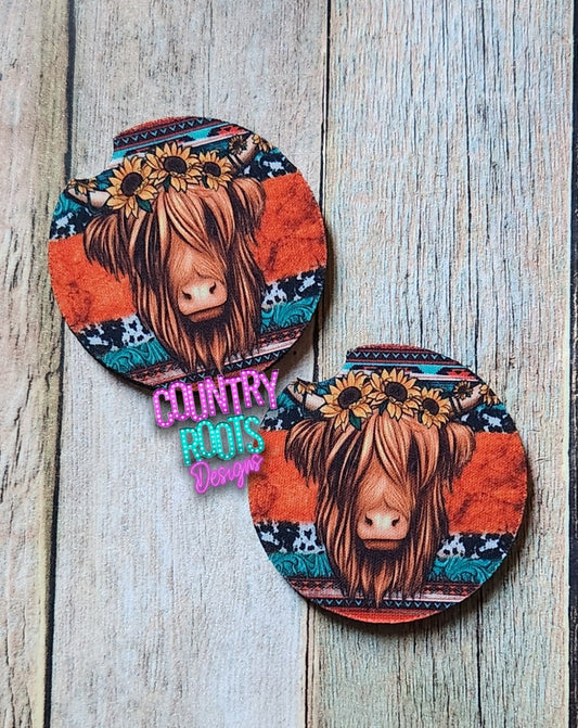 Highland Cow Car Coasters