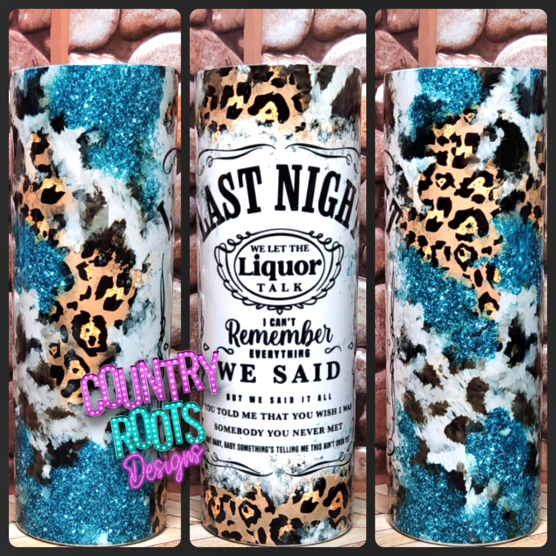 Last Night Leopard/Cow Print 20oz Skinny Tumbler