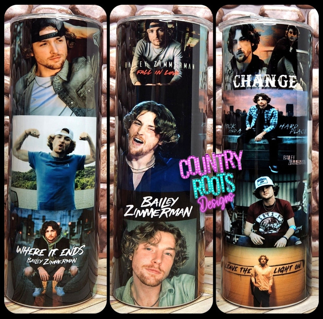 Bailey Zimmerman Collage 20oz Skinny Tumbler – Country Roots Designs